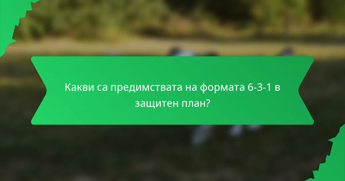 Какви са предимствата на формата 6-3-1 в защитен план?